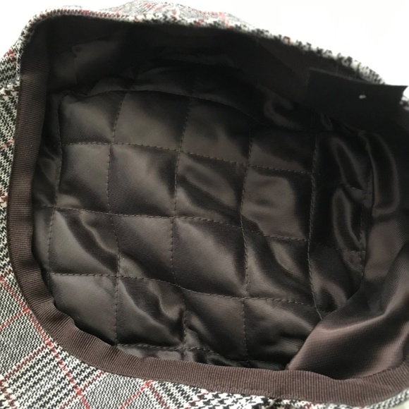 NWT Tip Top Tailors Burgundy Plaid Hat Unisex Black White Red Gatsby Cap Flat - Picture 8 of 12